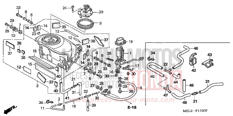 FUEL TANK/FUEL PUMP for CBR1000RR Fireblade WINNING RED (R258BA) from 2007